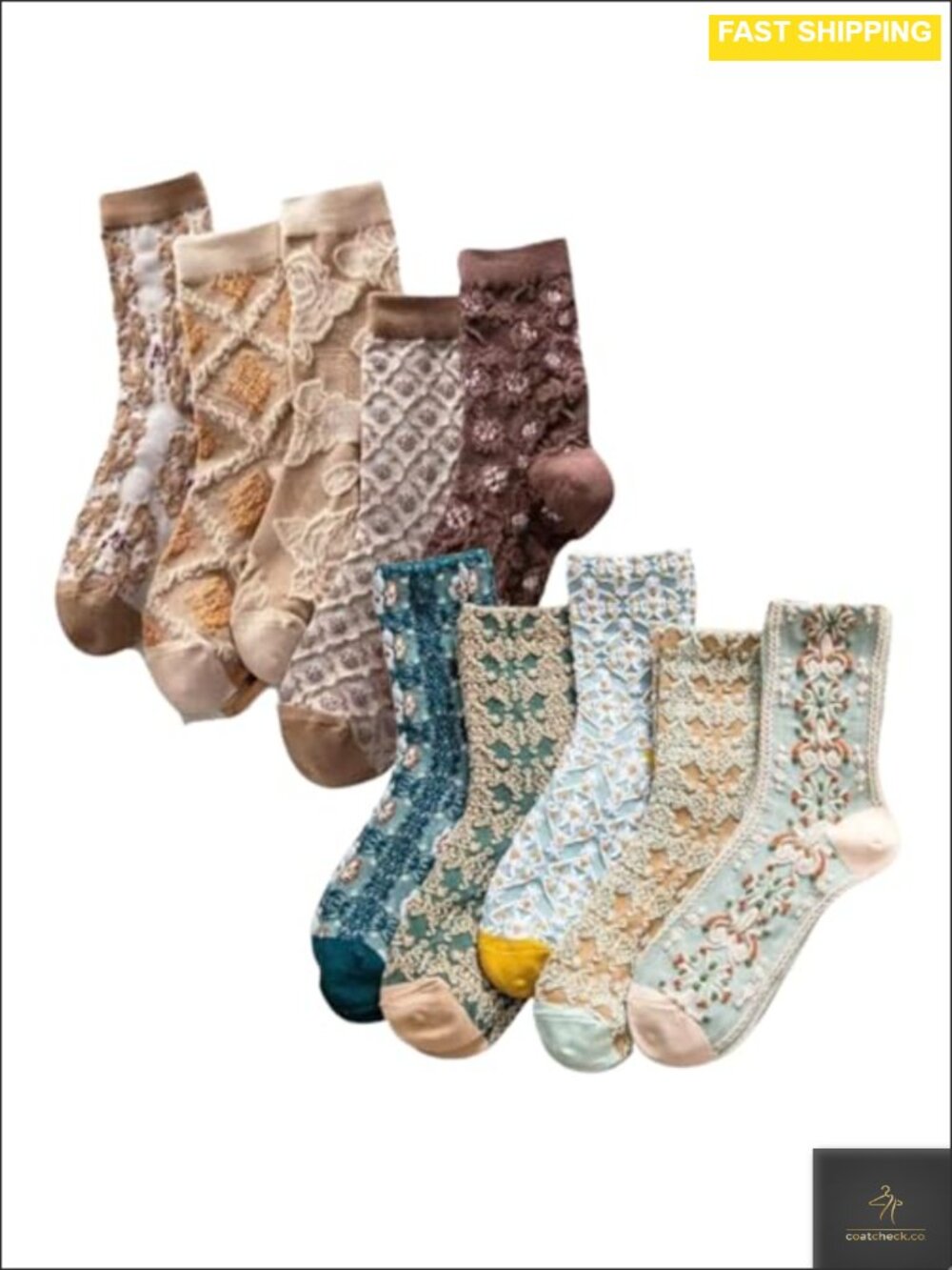 Argyle Frill Dress Socks 5-Pair Set Women Jeweled Accent Lightweight Knit
